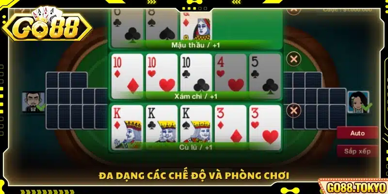 Nhiều chế độ thi đấu và phòng chơi phong phú